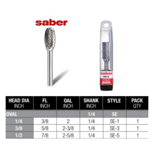 Oval Express Cut 1/4” Shank Carbide Burr (click for size options)