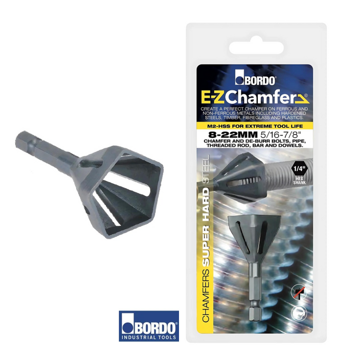 8-22mm E-Z Chamfer hex shank de-burring and chamfering tool