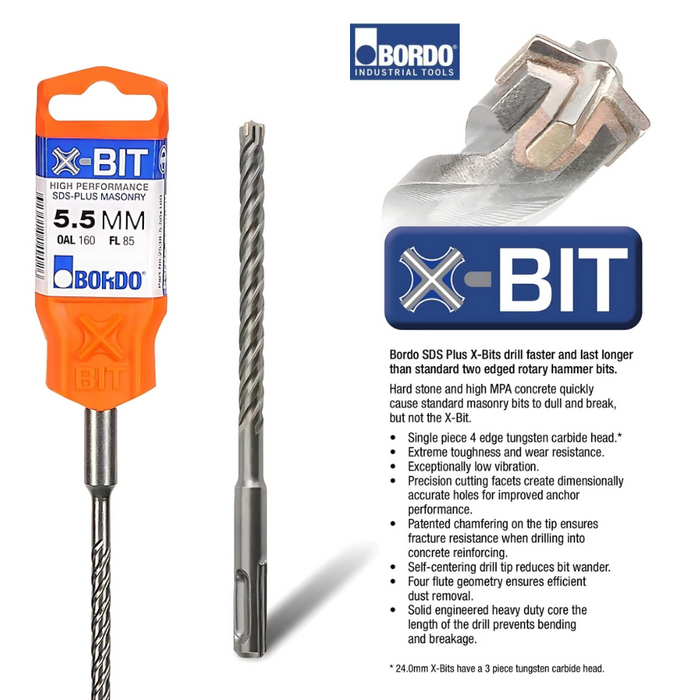 5.0mm SDS Plus TCT X-Bit Masonry Drill (Click for length options)